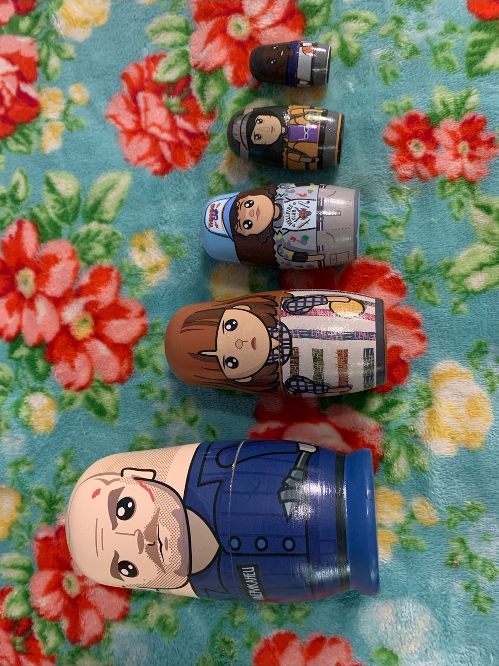 Netflix Stranger Things Blue and Multicolor Nesting Dolls 5 Piece Set